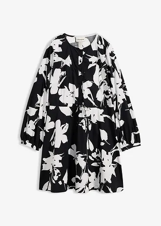 Robe-tunique 100% coton • noir-blanc floral • Boutique bonprix