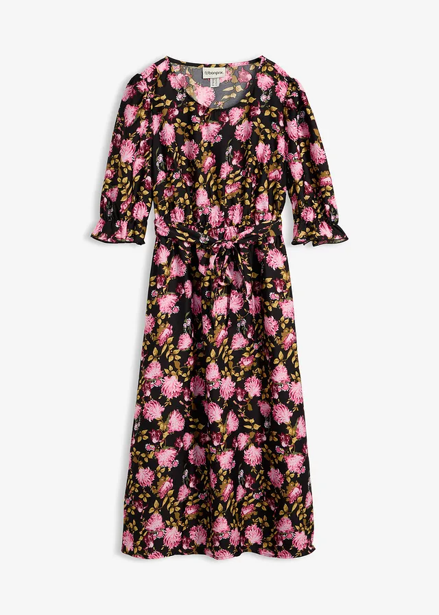 Robe midi à manches bouffantes