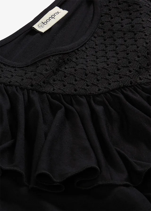 Bluză din material cu viscoză • negru • magazin bonprix