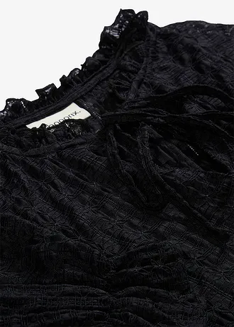 Csipkepóló ballon ujjakkal • fekete • bonprix áruház