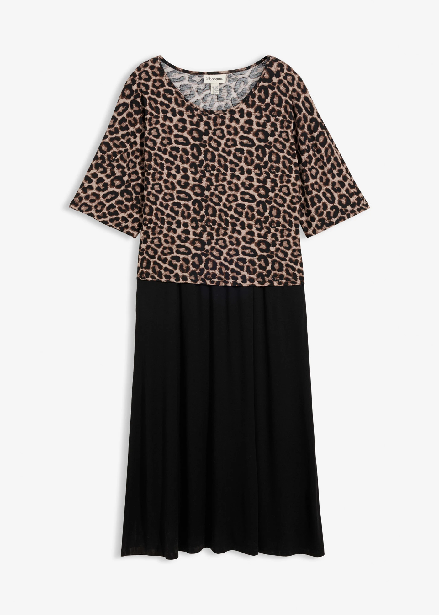 Robe en jersey 100% coton • noir + léopard • Boutique bonprix