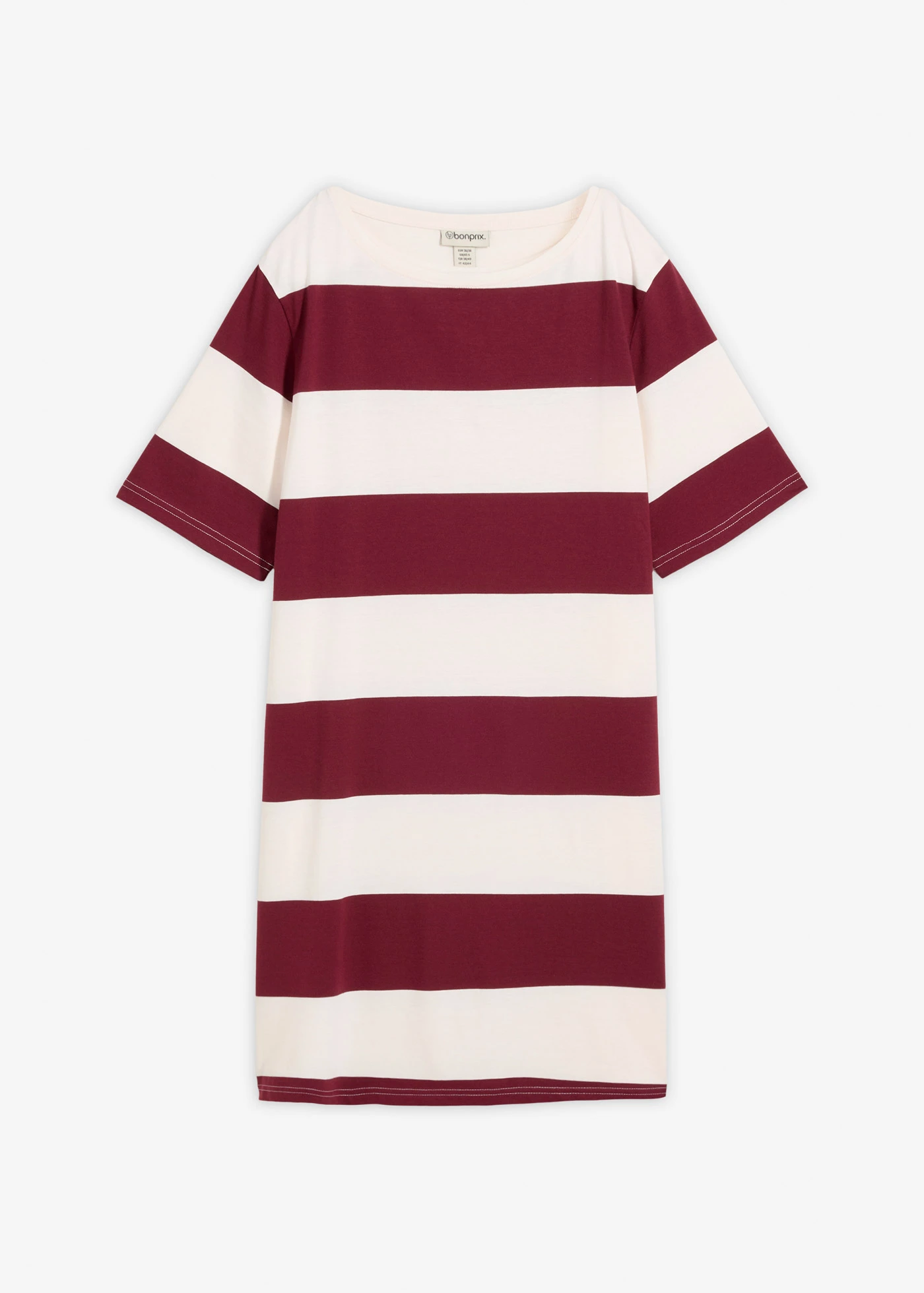 Boxy jurk van biologisch katoen • esdoornrood-wolwit • bonprix online shop