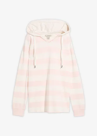 Lichte hoodie van puur katoen, Kleur: lichtroze-wolwit gestreept