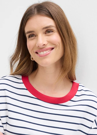 Oversized T-shirt van puur biologisch katoen • wit/donkerblauw/rood • bonprix online shop