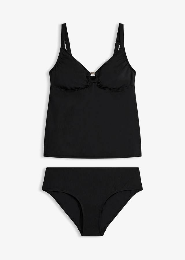 Tankini avec détail anneau (ens. 2 pces), Couleur: noir