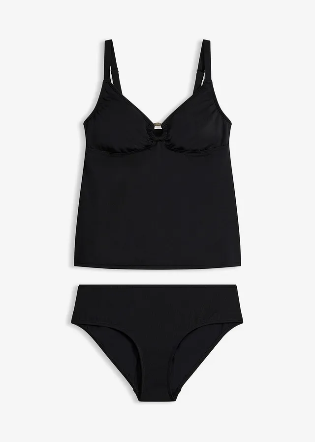 Tankini avec détail anneau (ens. 2 pces) • noir • Boutique bonprix