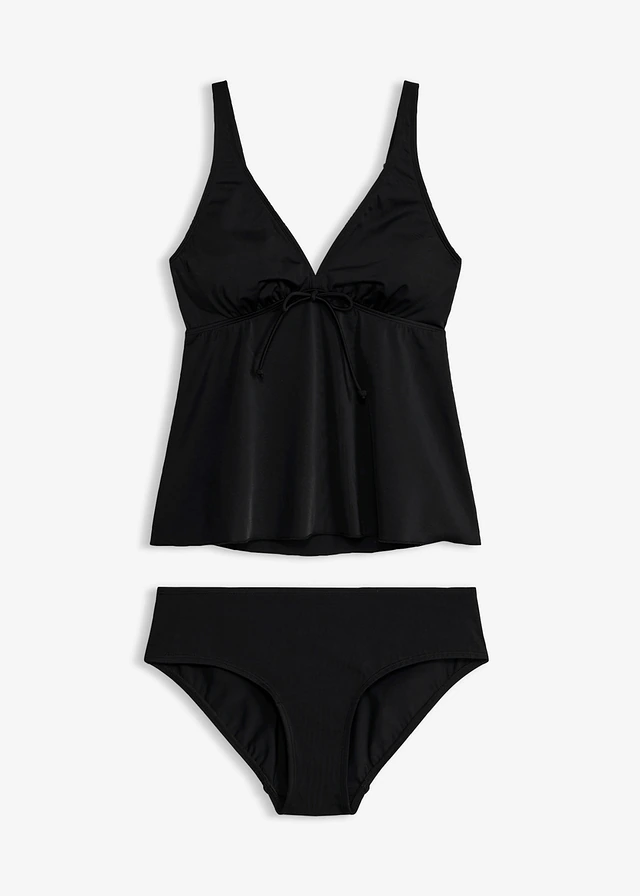 Tankini (ens. 2 pces) à bretelles réglables, Couleur: noir