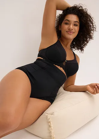 Slip sculptant avec dentelle cœurs, maintien fort • noir • Boutique bonprix