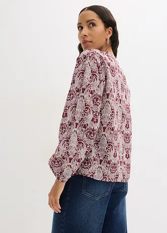 Blouse 100% coton • rouge rubis-écru paisley • Boutique bonprix