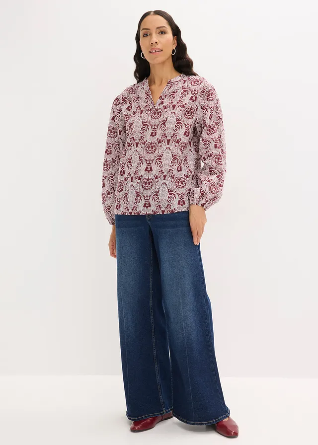 Blouse 100% coton • rouge rubis-écru paisley • product-page.page-title-suffix