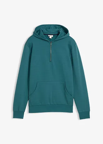 Hoodie van biologisch katoen met ritssluiting, Kleur: pepergroen