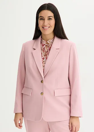 Stretch blazer met één rij knopen, Kleur: rookorchidee gemêleerd