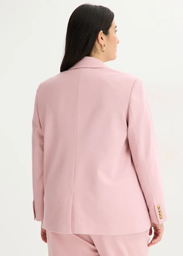 Stretch blazer met één rij knopen, Kleur: rookorchidee gemêleerd