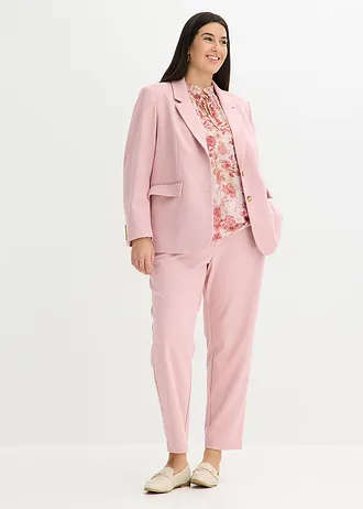 Stretch blazer met één rij knopen, Kleur: rookorchidee gemêleerd