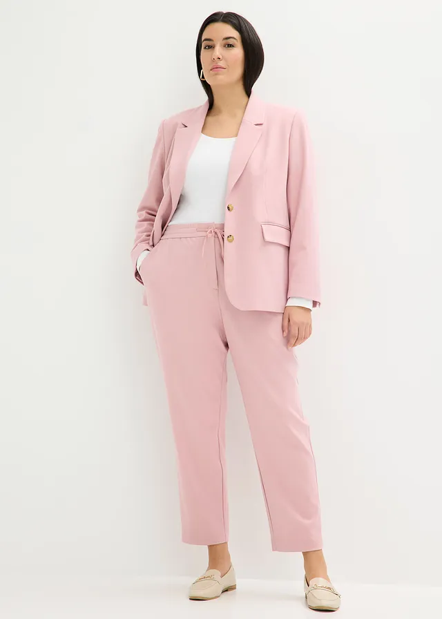Elegante stretch broek, Kleur: rookorchidee gemêleerd