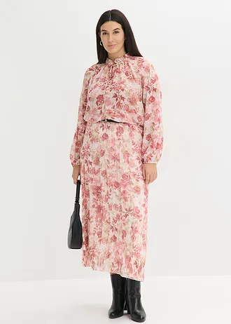 Chiffon tuniek met strikdetail, Kleur: lichtroze gebloemd