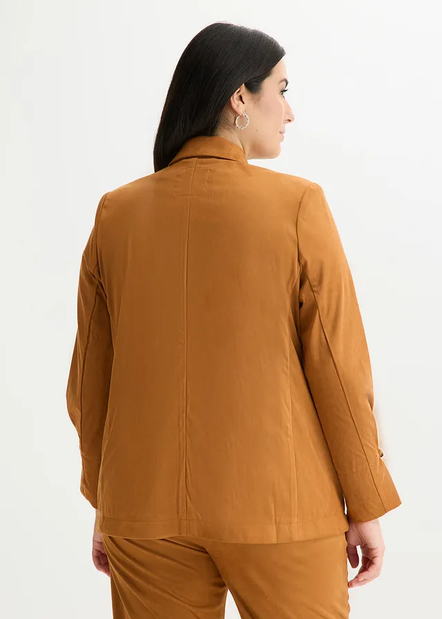 Blazer en suédine, Couleur: doré cognac