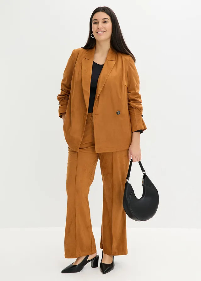 Blazer en suédine, Couleur: doré cognac
