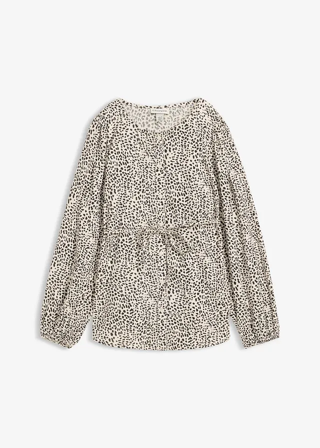 Katoenen blouse voor tijdens en na de zwangerschap • wolwit-zwart luipaardprint • bonprix online shop