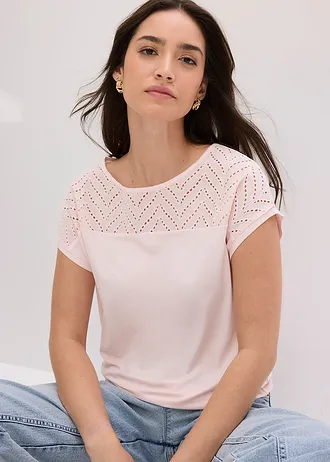 Bluză cu dantelă, din viscoză moale • roz deschis • magazin bonprix