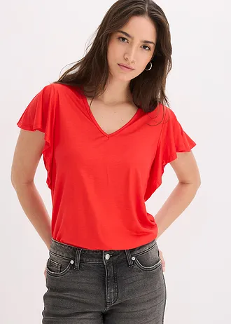 Shirt van zacht viscose, Kleur: aardbeirood