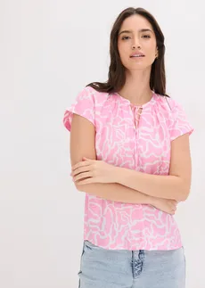 Blouse imprimée, Couleur: rose-blanc imprimé