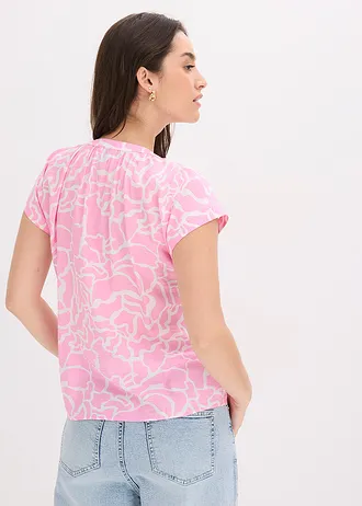 Bluză tip tunică cu imprimeu • roz/alb cu imprimeu • magazin bonprix