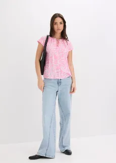 Blouse imprimée, Couleur: rose-blanc imprimé