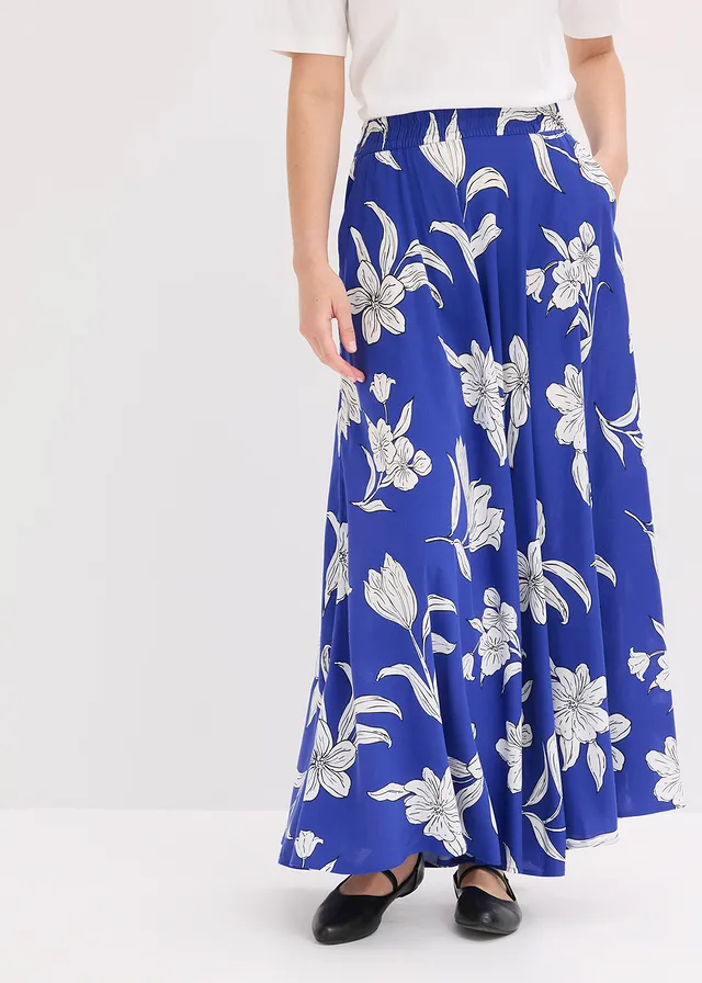 Maxi rok, Kleur: blauw gebloemd