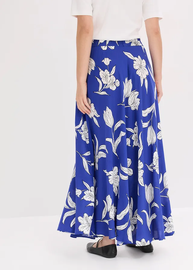 Maxi rok, Kleur: blauw gebloemd