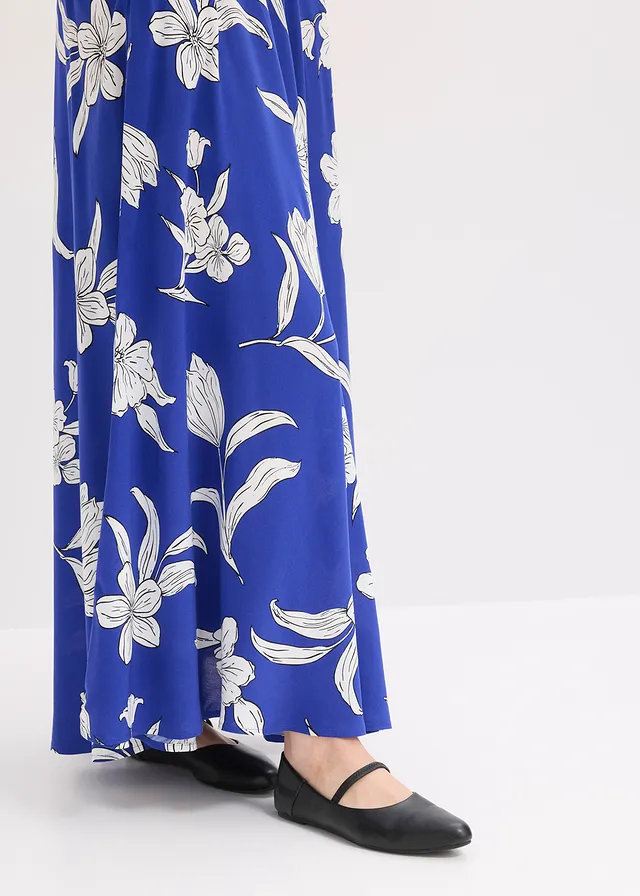 Spódnica maxi • niebieski w kwiaty • sklep bonprix