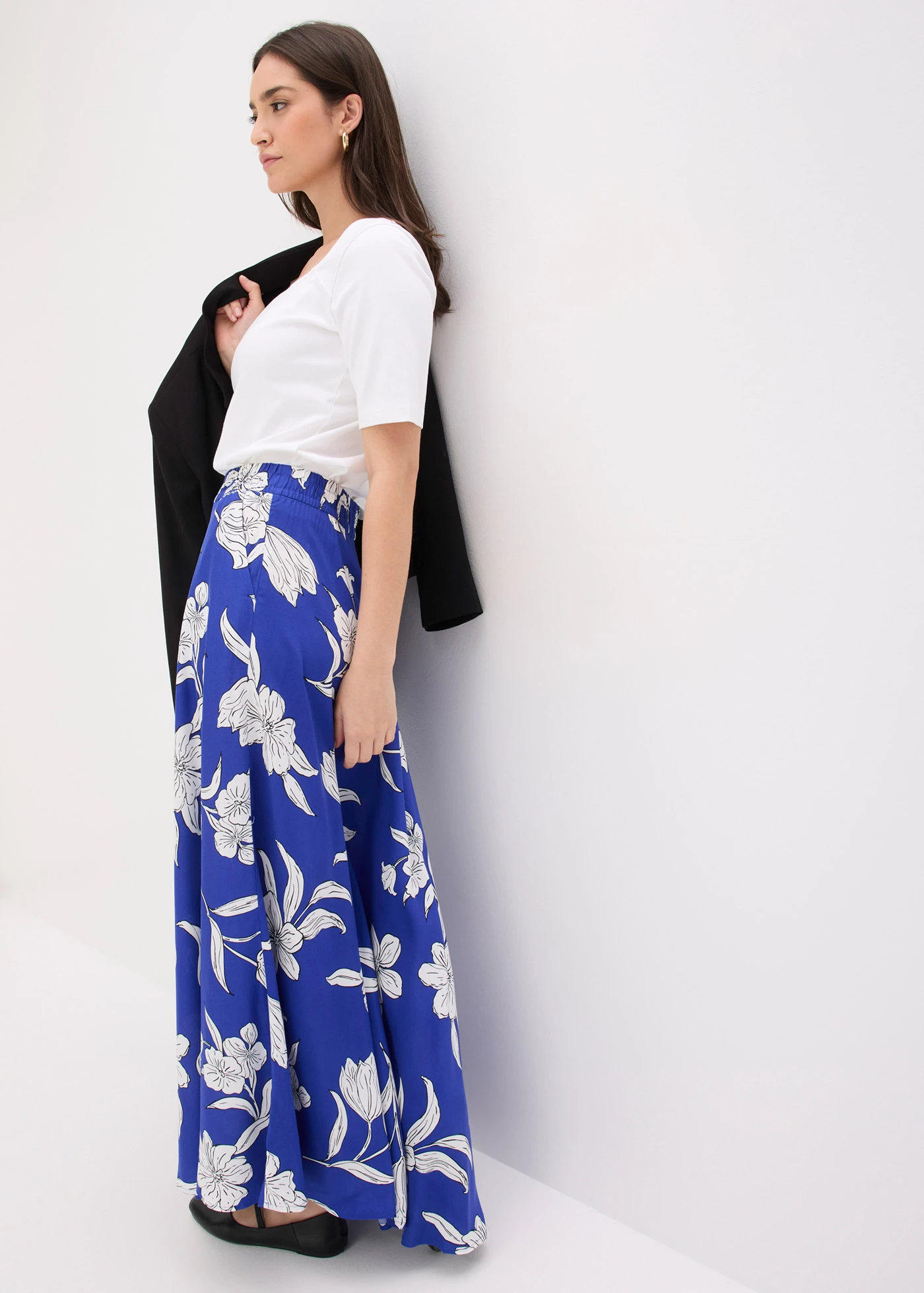 Maxi rok • blauw gebloemd • bonprix online shop