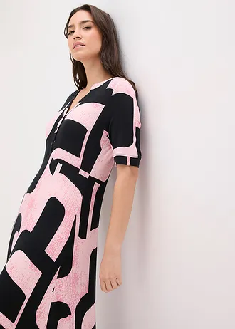 Maxi jurk in een zachte viscosemix • zwart-pink grafische print • bonprix online shop
