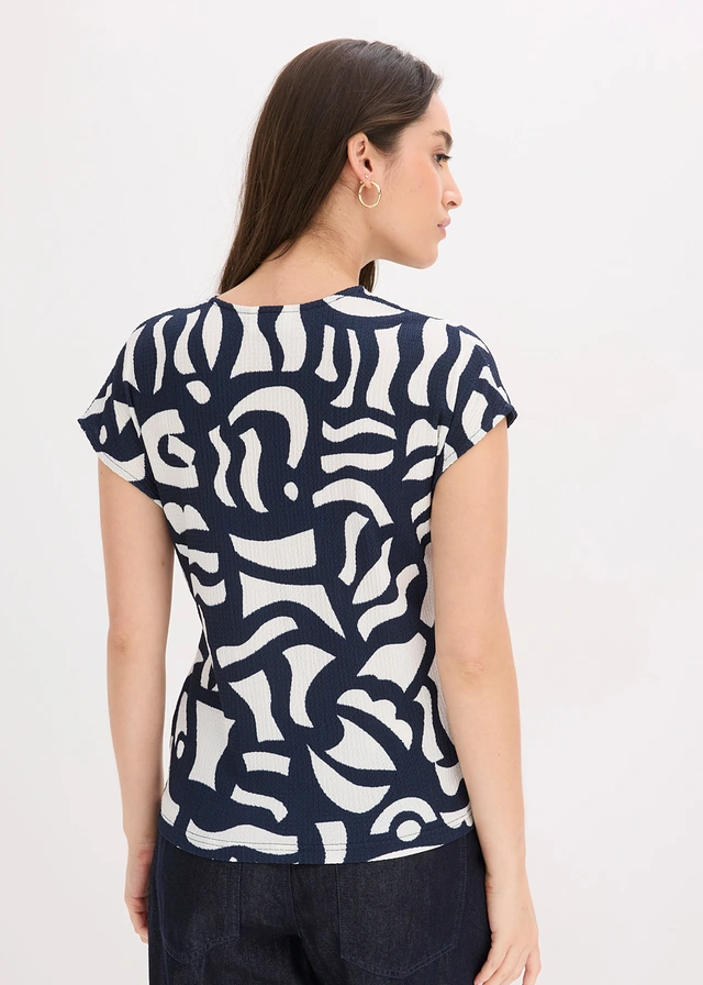 Shirt met print, Kleur: donkerblauw/wit grafische print