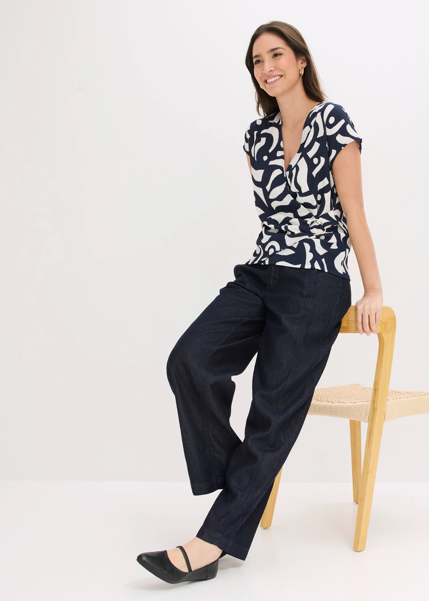 Shirt met print • donkerblauw/wit grafische print • bonprix online shop