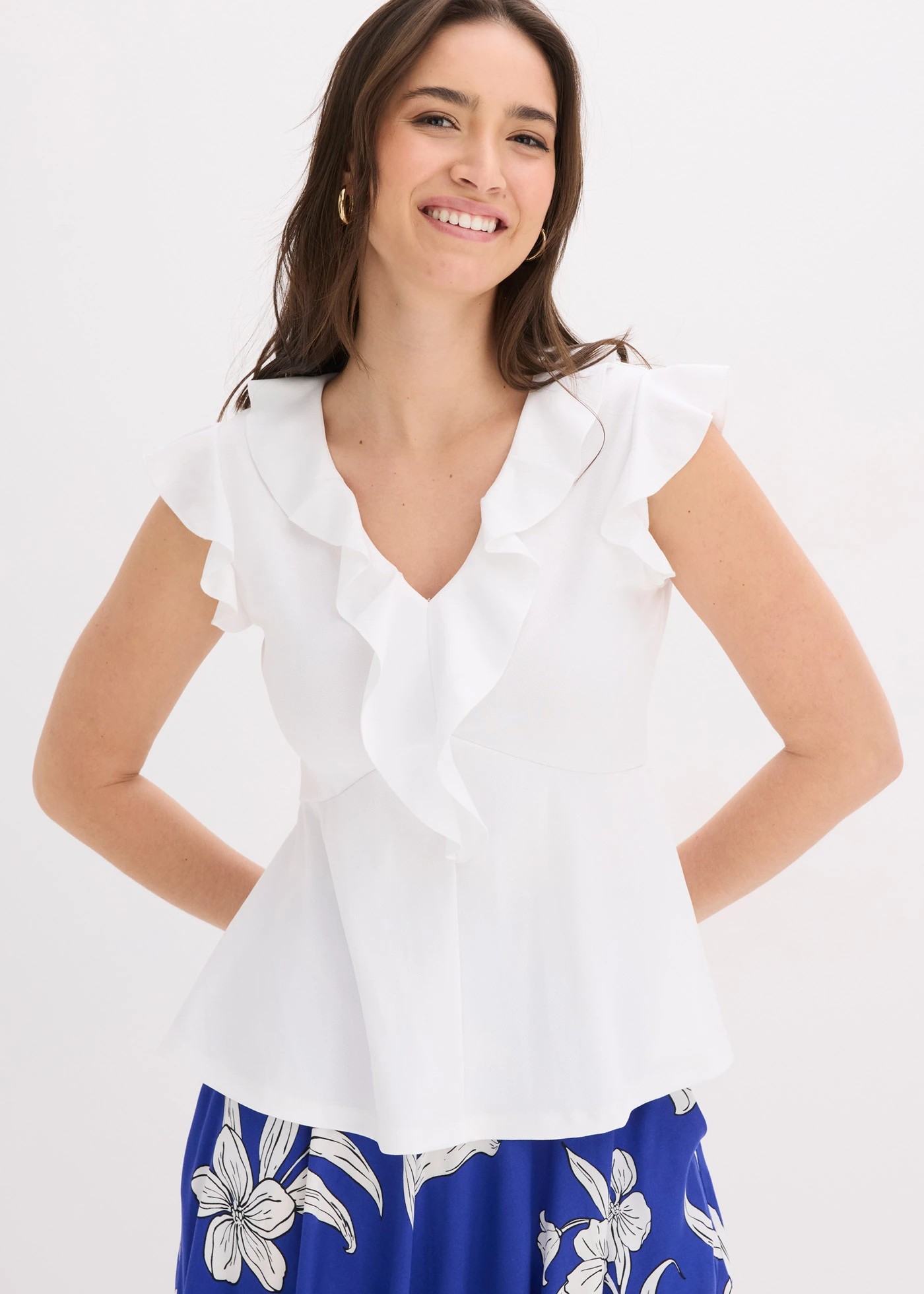 Shirt met volants • wit • bonprix online shop