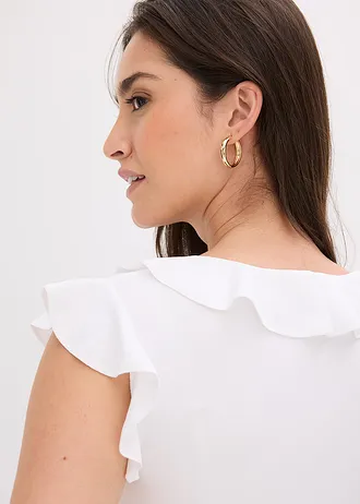 Póló fodorral • fehér • bonprix áruház