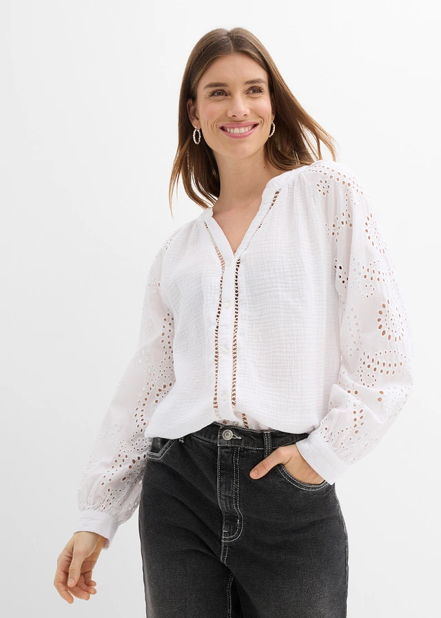 Tuniekblouse van luchtige mousseline • wit • product-page.page-title-suffix