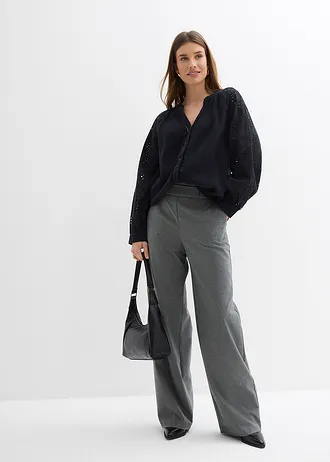 Blouse longue en gaze de coton légère • noir • Boutique bonprix