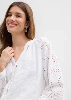 Tuniekblouse van luchtige mousseline • wit • bonprix online shop