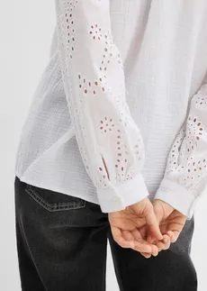 Tuniekblouse van luchtige mousseline • wit • bonprix online shop