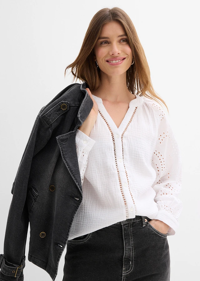 Tuniekblouse van luchtige mousseline • wit • product-page.page-title-suffix