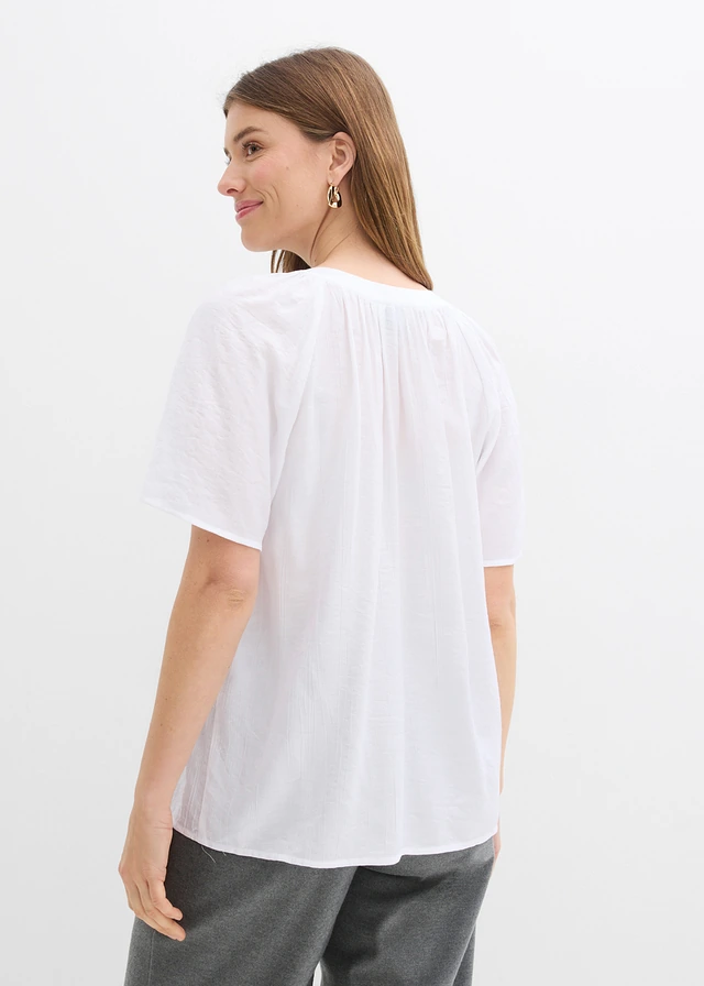 Blouse manches courtes, effet froissé, Couleur: blanc