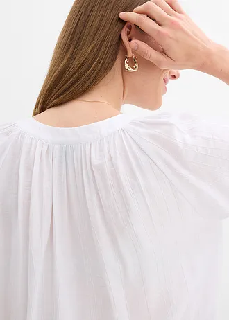 Halenka s krátkým rukávem, z materiálu se zmačkanou strukturou • bílá • bonprix obchod