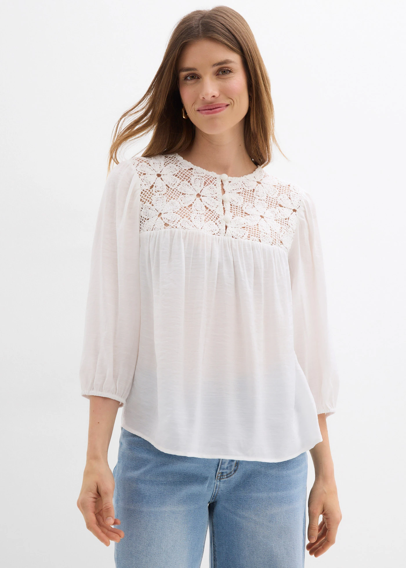 Blouse in een soepele viscosemix • wolwit • bonprix online shop