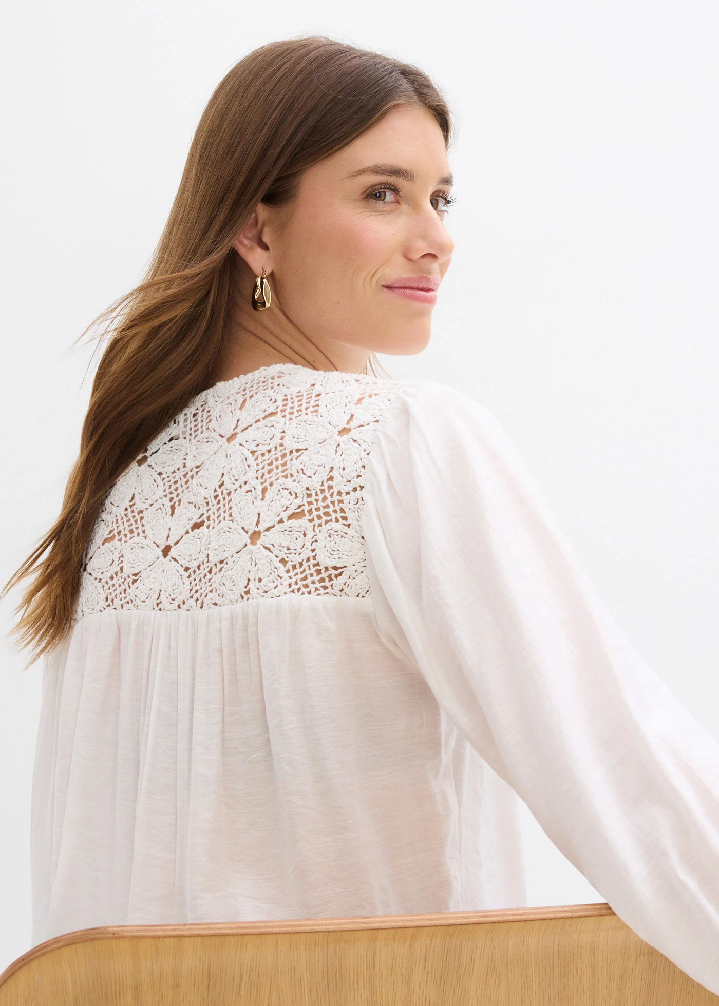 Blouse in een soepele viscosemix • wolwit • bonprix online shop