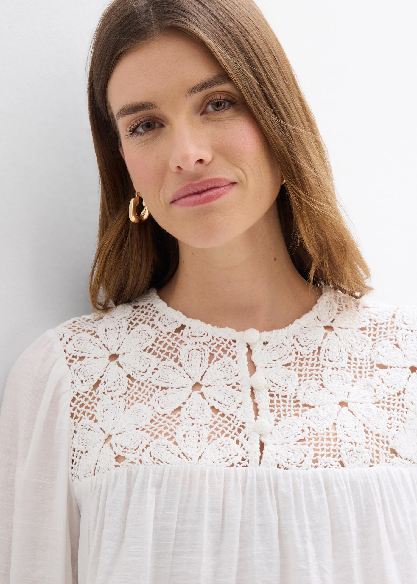 Blouse in een soepele viscosemix • wolwit • bonprix online shop