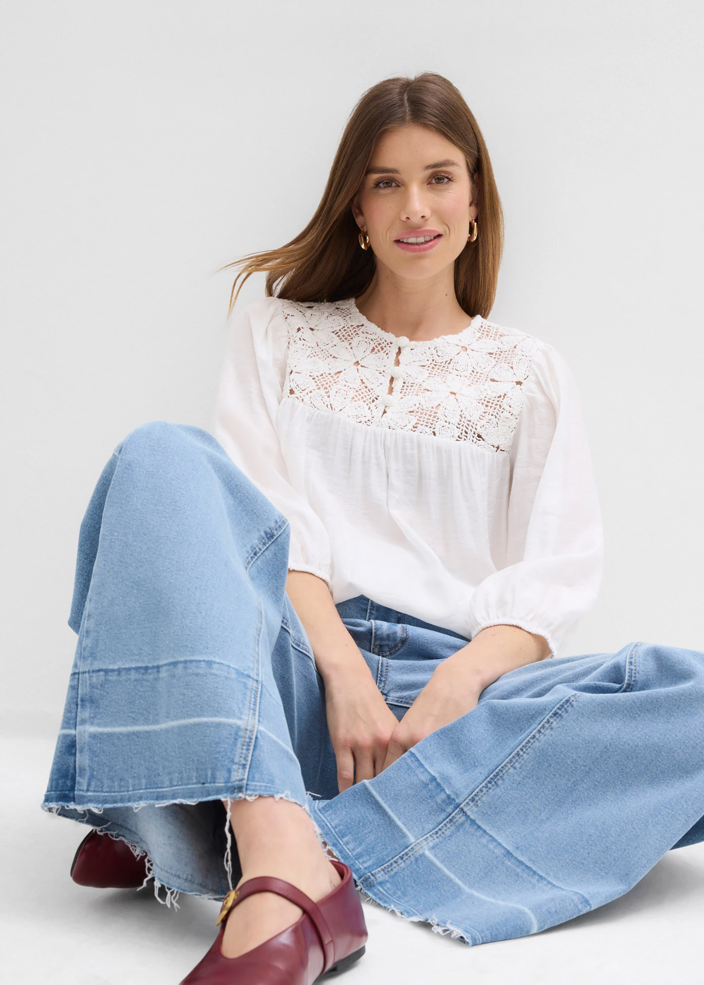 Blouse fluide • ecru • Boutique bonprix