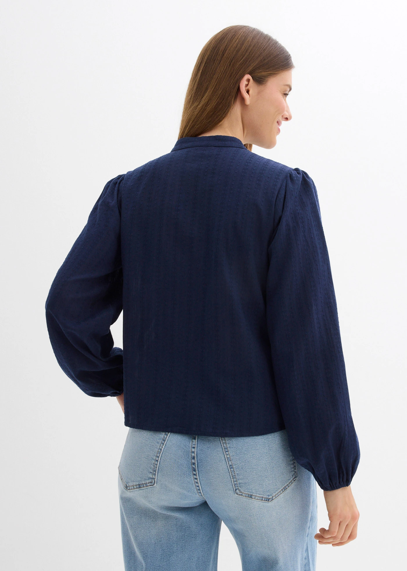 Chemisier brodé en coton • bleu foncé • Boutique bonprix