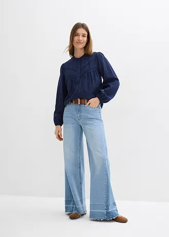 Chemisier brodé en coton • bleu foncé • Boutique bonprix